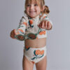 Toddler Girl Half-Zip Long-Sleeve Rashguard Set in Clementine Grove Print - Cream