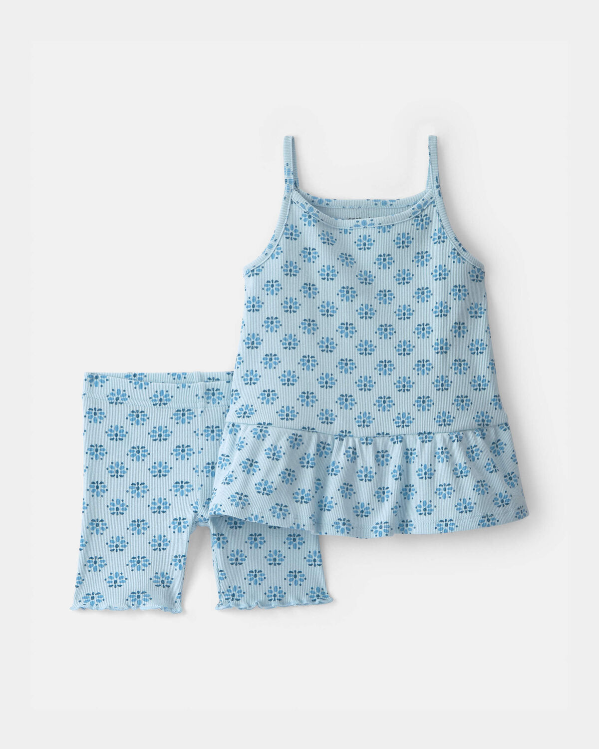 Toddler Girl 2-Piece Tank Top & Short Set - Blue 1 Toddler Girl 2-Piece Tank Top & Short Set - Blue