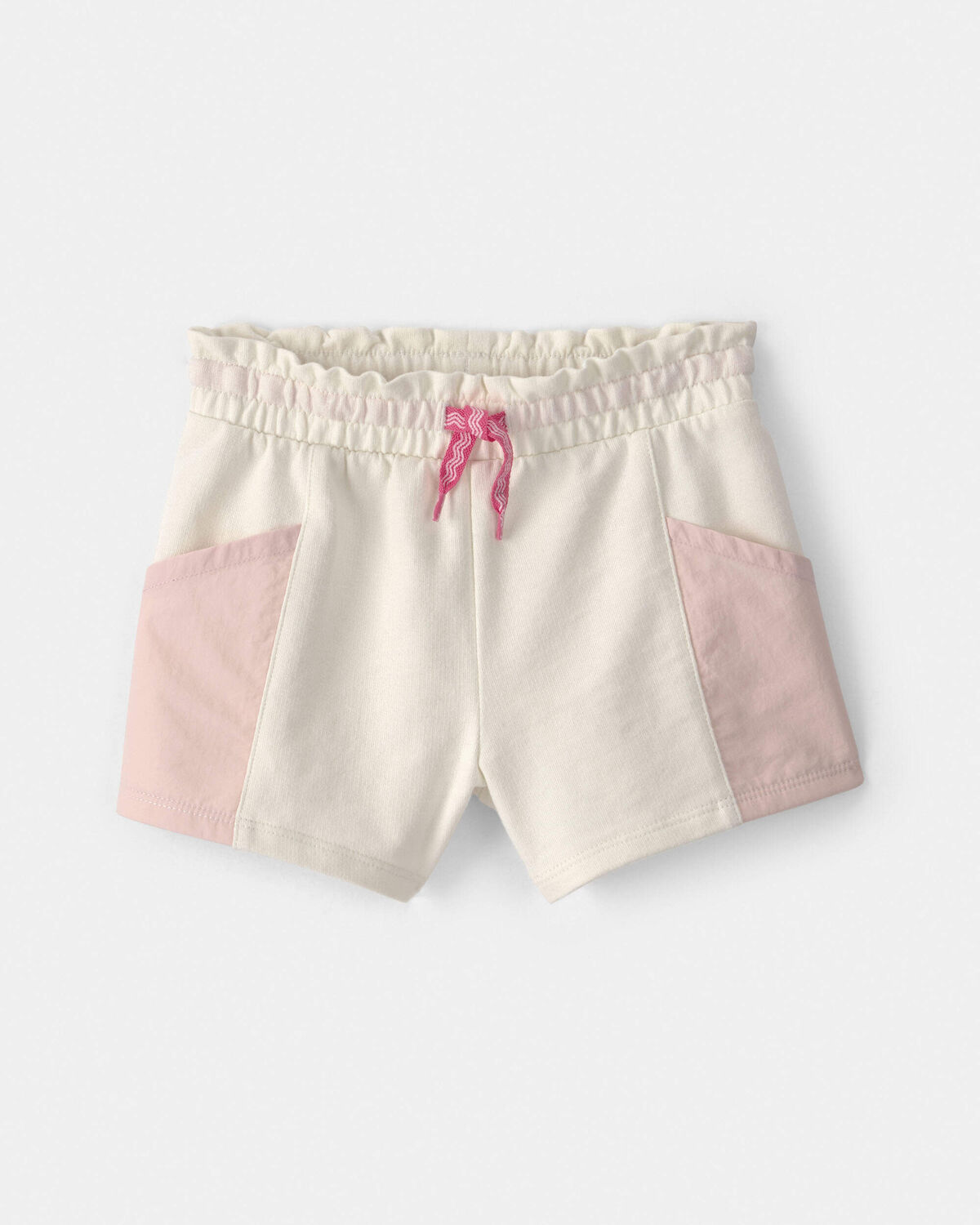 Toddler Girl French Terry Shorts - Pink/Ivory 1 Toddler Girl French Terry Shorts - Pink/Ivory
