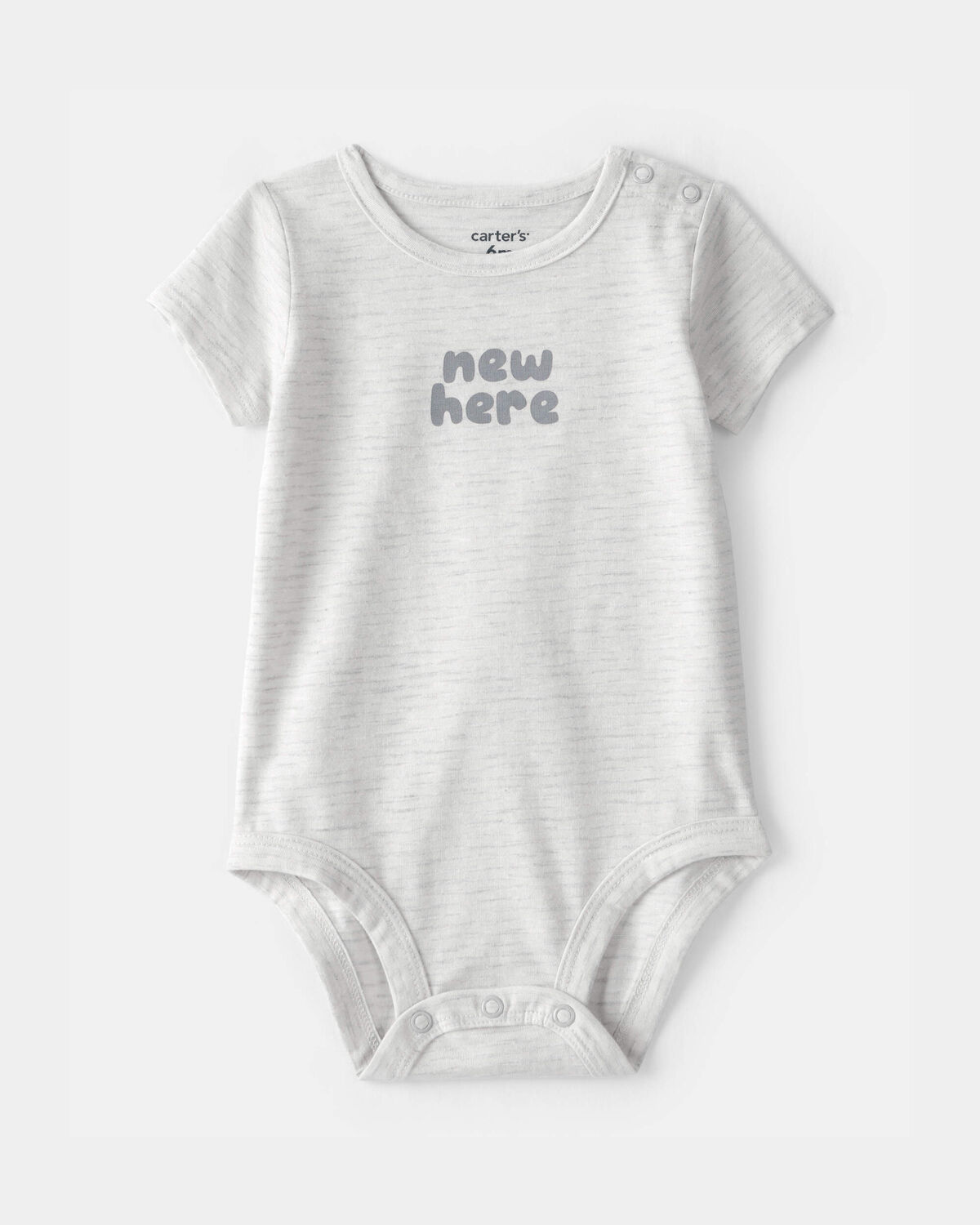 Baby 'New Here' Graphic Bodysuit - Grey 1 Baby 'New Here' Graphic Bodysuit - Grey
