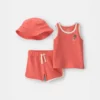 Baby Boy 3-Piece Palm Tree Top & Short Set - Coral 9 Baby Boy 3-Piece Palm Tree Top & Short Set - Coral
