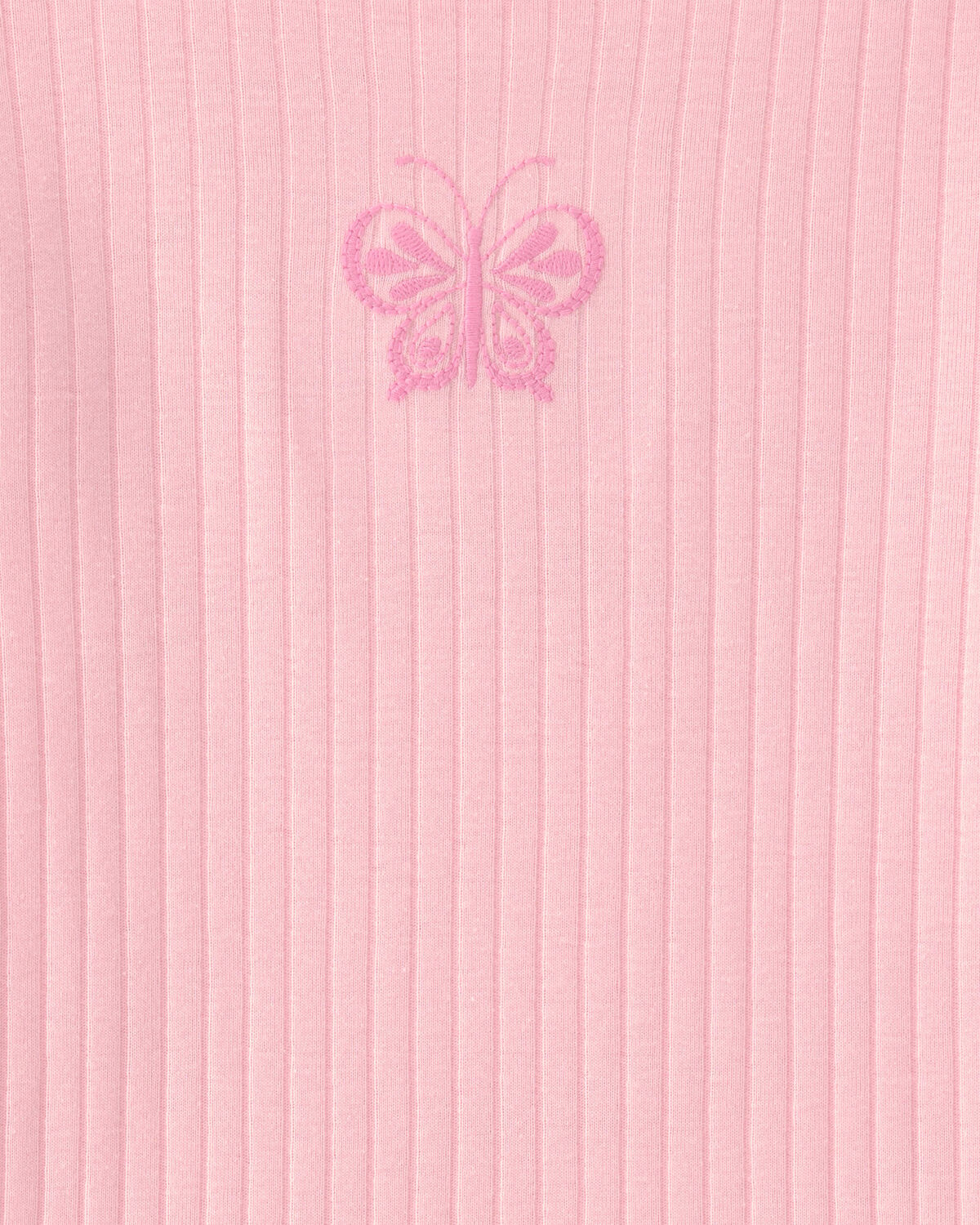 Girls Butterfly Rib Snug Fit 2-Piece Pajama Set - Pink 4 Girls Butterfly Rib Snug Fit 2-Piece Pajama Set - Pink