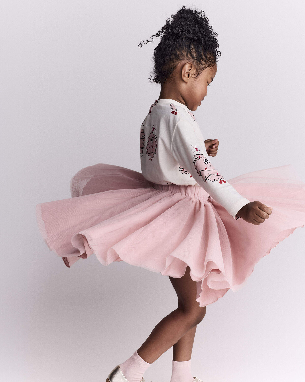 Toddler Girl Avenue Twirl™ Midi Skirt with Tulle - Light Pink