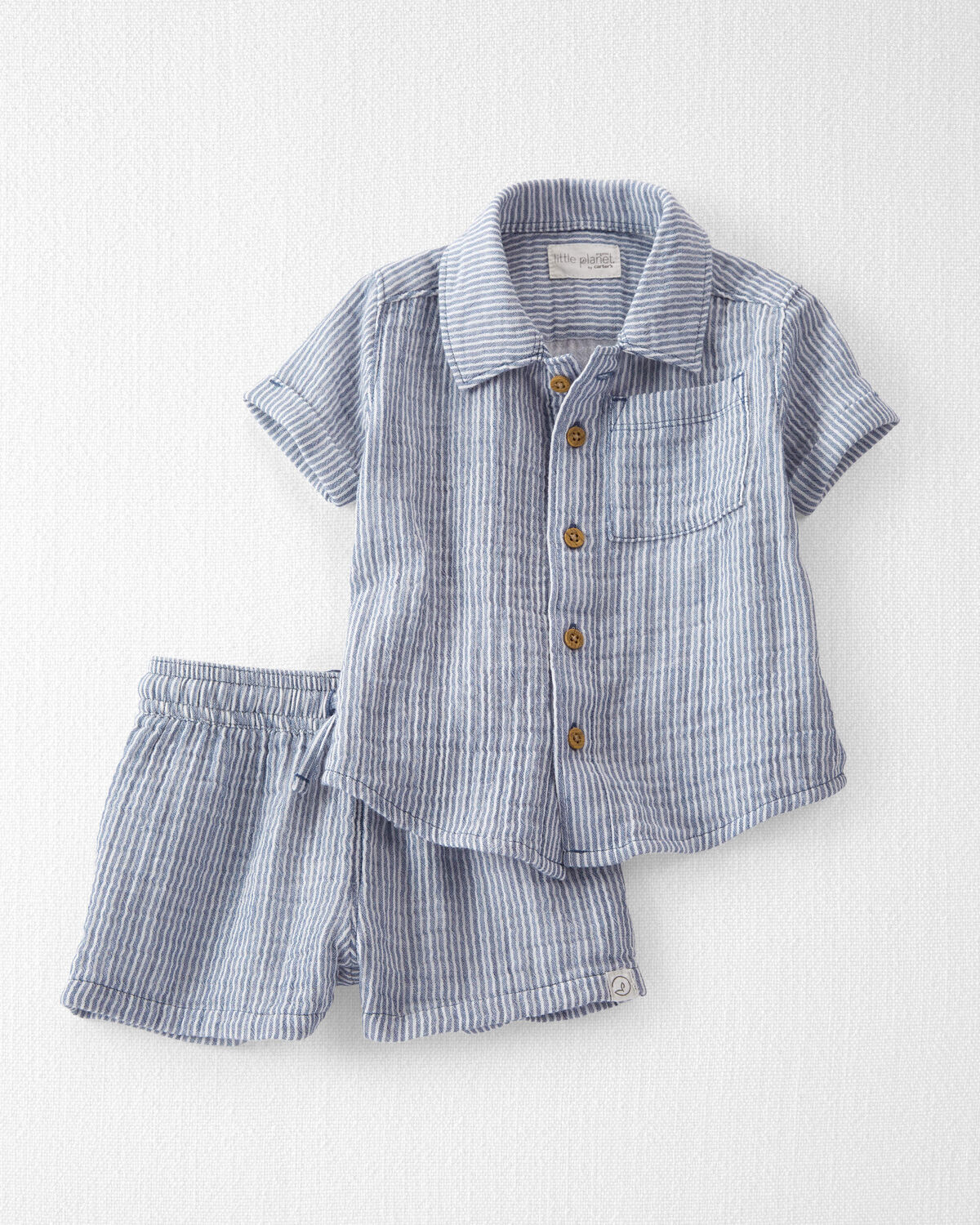 Baby Boy 2-Piece Organic Cotton Gauze Top & Short Set 1 Baby Boy 2-Piece Organic Cotton Gauze Top & Short Set