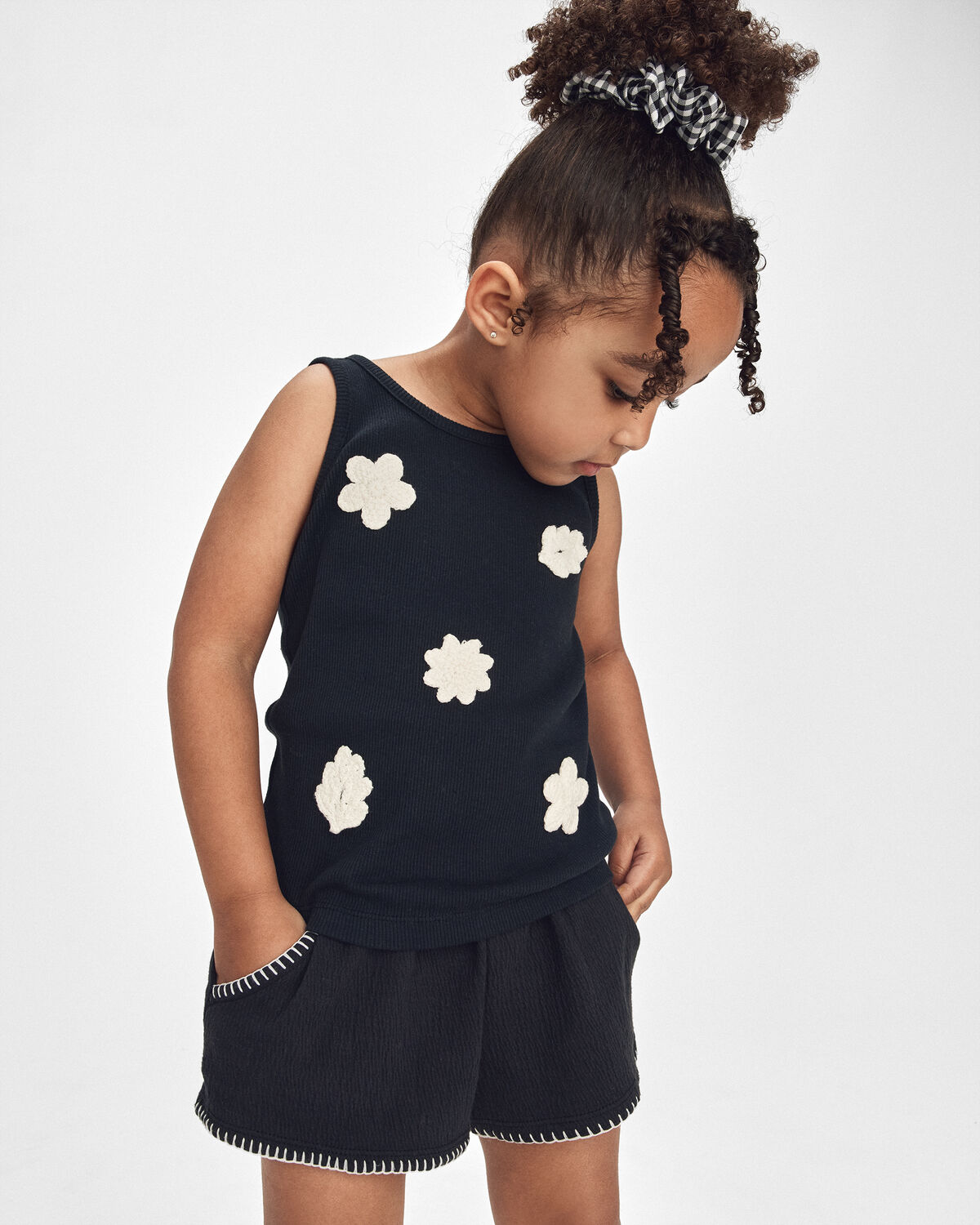 Toddler Girl Crinkle Shorts - Black 3 Toddler Girl Crinkle Shorts - Black