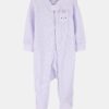 Baby Girl Bunny 2-Way Zip Ribbed Sleep & Play Pajamas - Purple 8 Baby Girl Bunny 2-Way Zip Ribbed Sleep & Play Pajamas - Purple