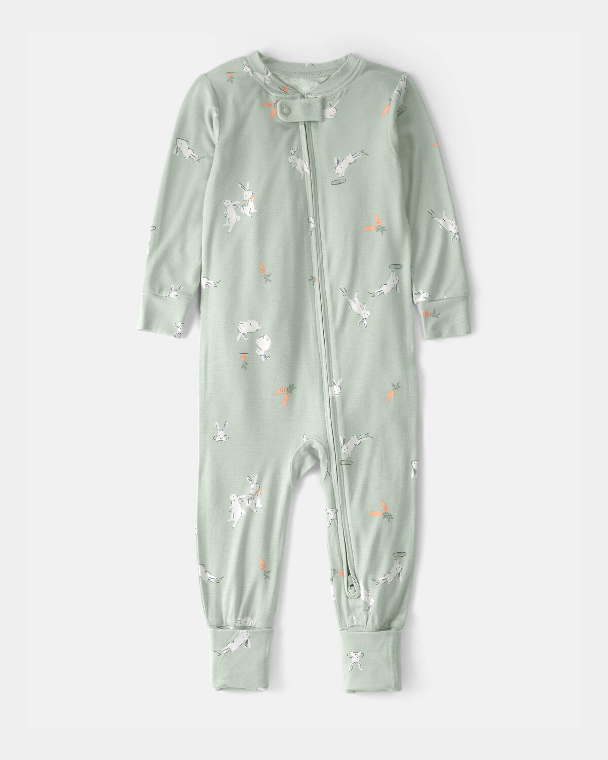 Toddler Easter Bunny PurelySoft 1-Piece 2-Way Zip Pajama - Green 1 Toddler Easter Bunny PurelySoft 1-Piece 2-Way Zip Pajama - Green
