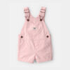 Baby Girl Heart Pocket Canvas Shortall - Pink