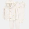 Baby 3-Piece Chick Little Cardigan Set - Ivory