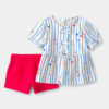 Toddler Girl 2-Piece Strawberry Top & Short Set - Blue/Red
