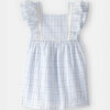 Toddler Girl Plaid Ruffle-Sleeve Dress - Blue/White