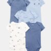 Baby Boy 5-Pack Dog Short-Sleeve Cotton Bodysuits - Blue