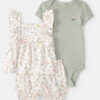 Baby Girl 3-Piece Floral Outfit Set - White/Green 21 Baby Girl 3-Piece Floral Outfit Set - White/Green