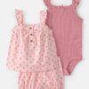 Baby Girl 3-Piece Flutter Sleeve Outfit Set - Pink 20 Baby Girl 3-Piece Flutter Sleeve Outfit Set - Pink