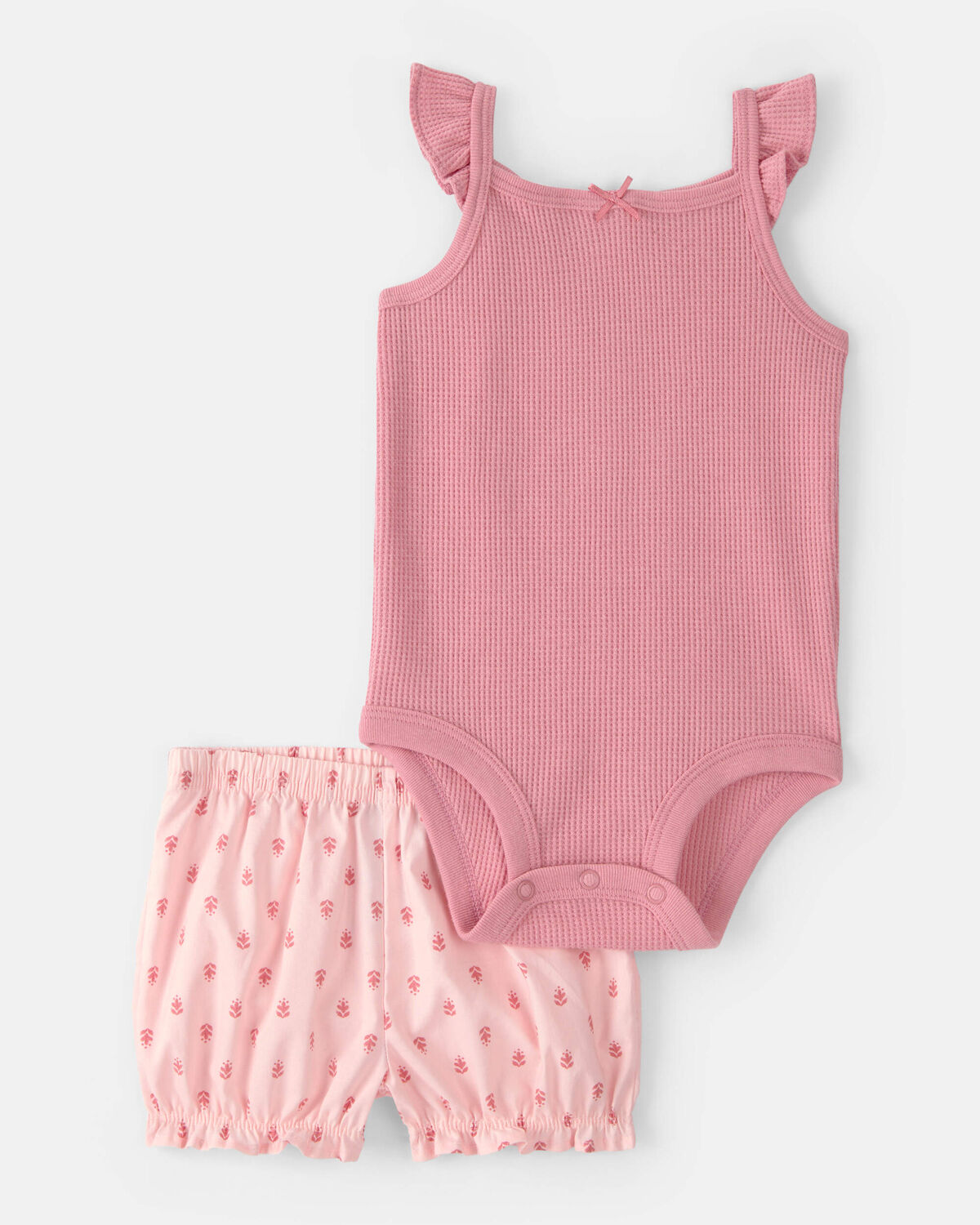 Baby Girl 3-Piece Flutter Sleeve Outfit Set - Pink 2 Baby Girl 3-Piece Flutter Sleeve Outfit Set - Pink
