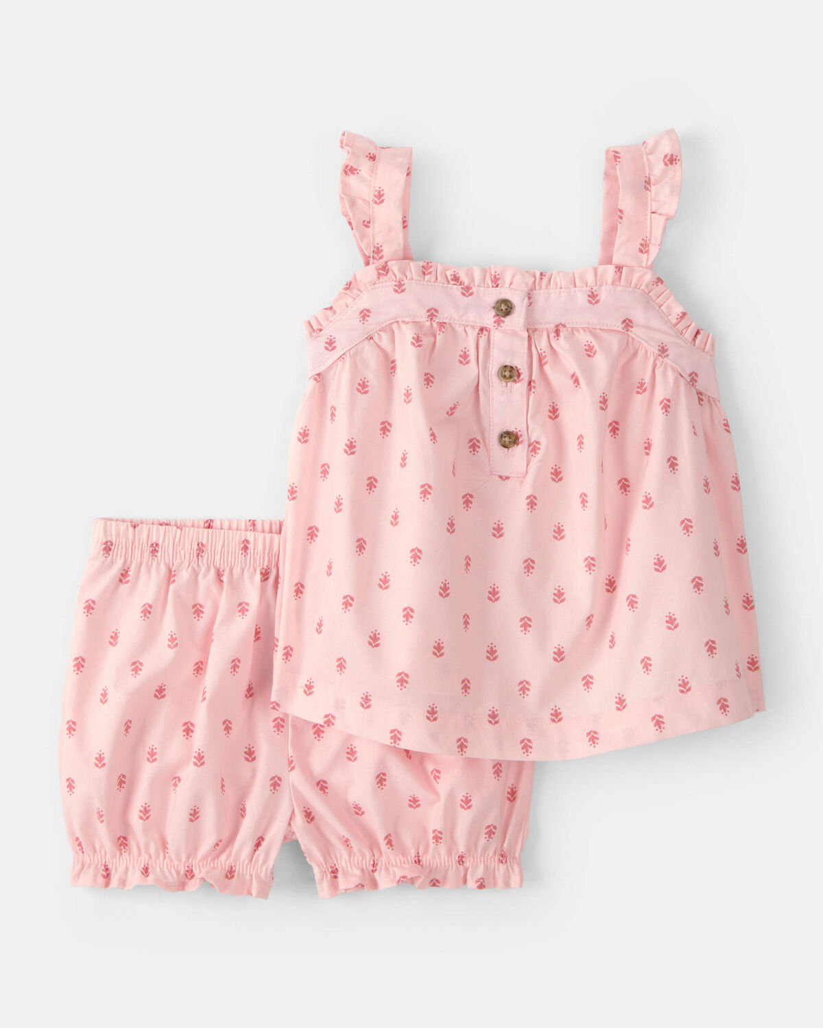 Baby Girl 3-Piece Flutter Sleeve Outfit Set - Pink 6 Baby Girl 3-Piece Flutter Sleeve Outfit Set - Pink