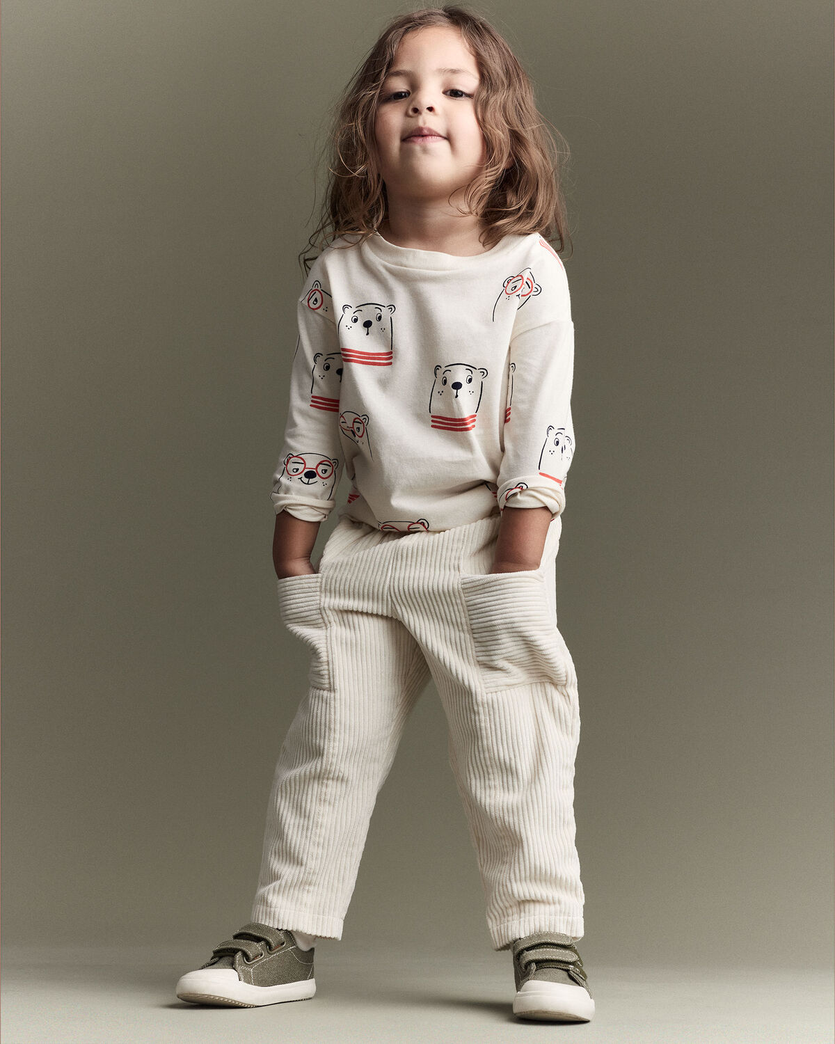 Toddler Boy Corduroy Pocket Pant - Cream 1 Toddler Boy Corduroy Pocket Pant - Cream