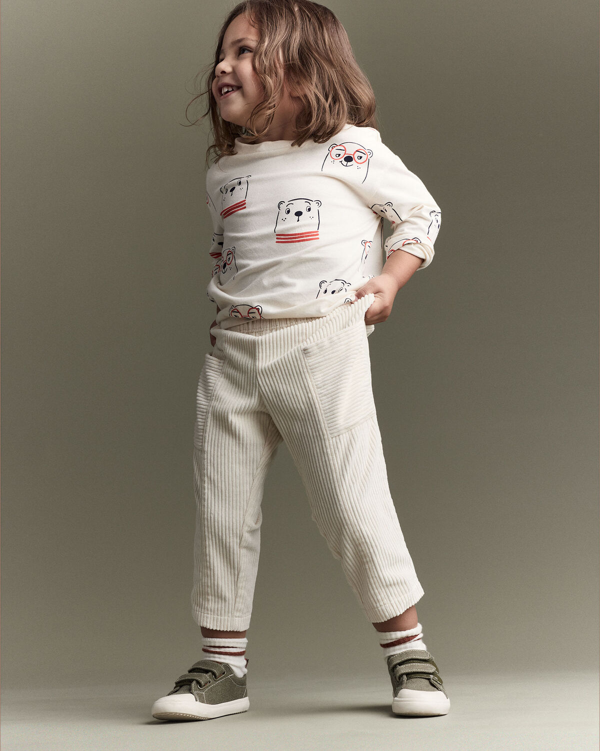 Toddler Boy Corduroy Pocket Pant - Cream 3 Toddler Boy Corduroy Pocket Pant - Cream
