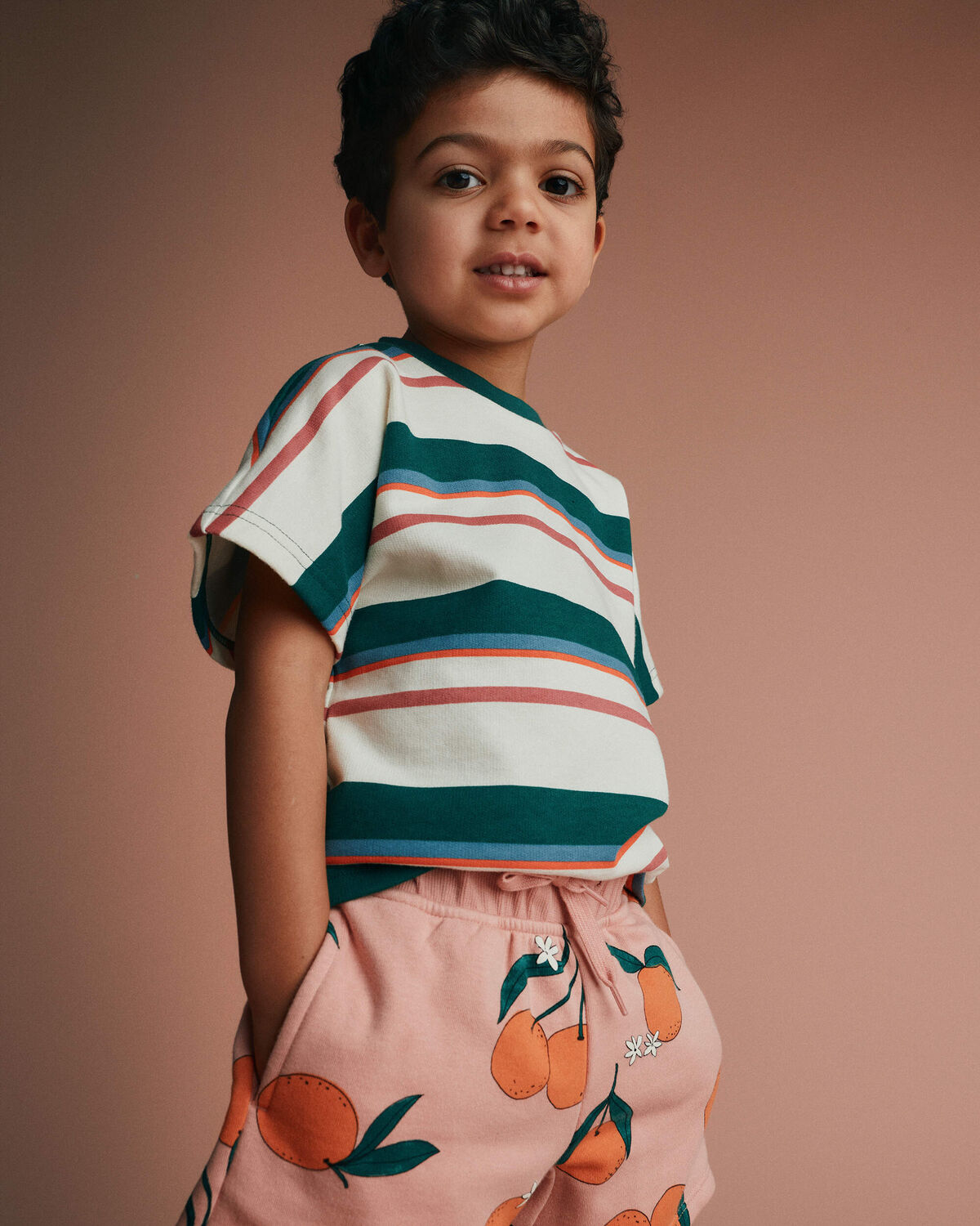 Toddler Dolman Tee in Stripes - Green/Cream 1 Toddler Dolman Tee in Stripes - Green/Cream