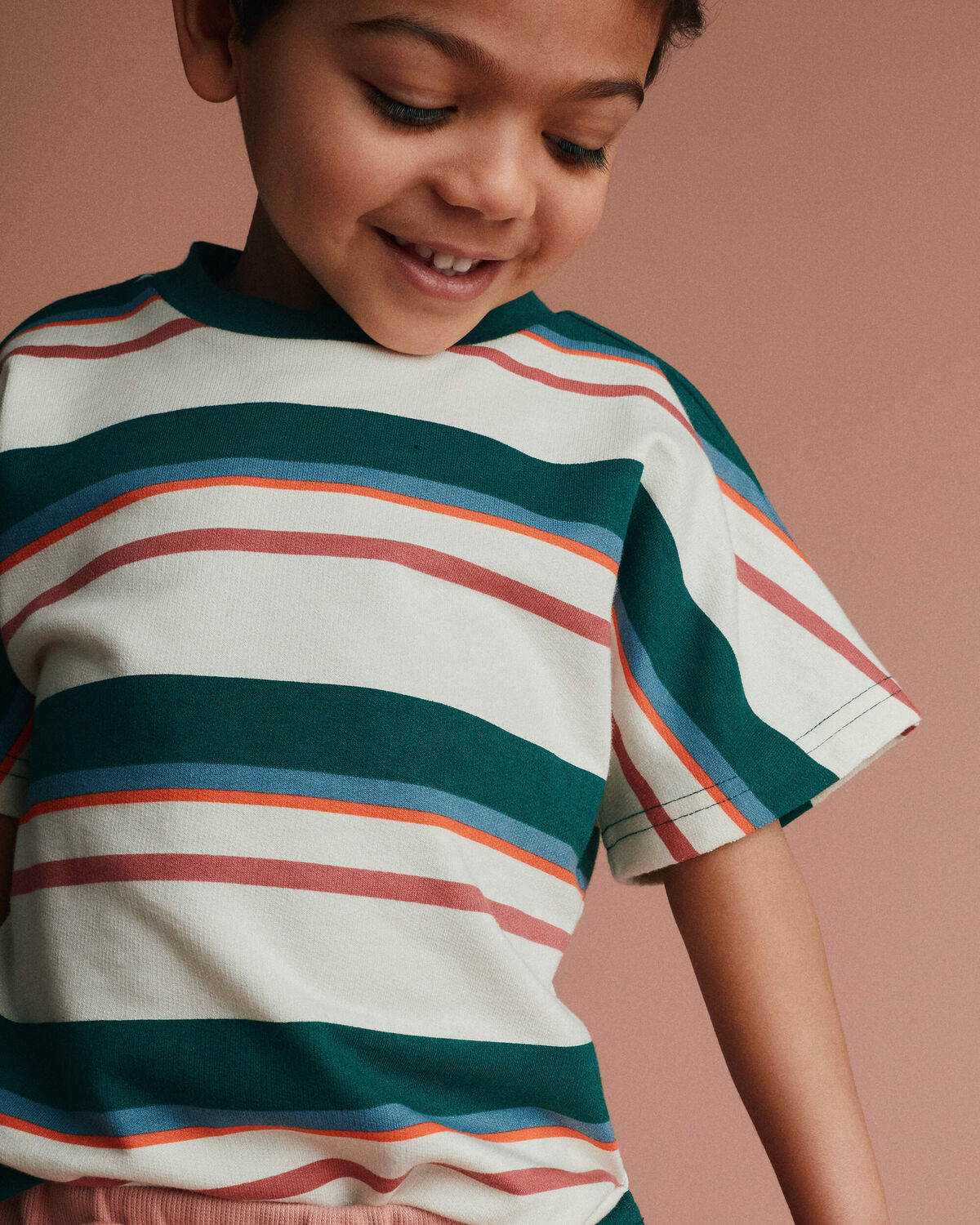 Toddler Dolman Tee in Stripes - Green/Cream 3 Toddler Dolman Tee in Stripes - Green/Cream