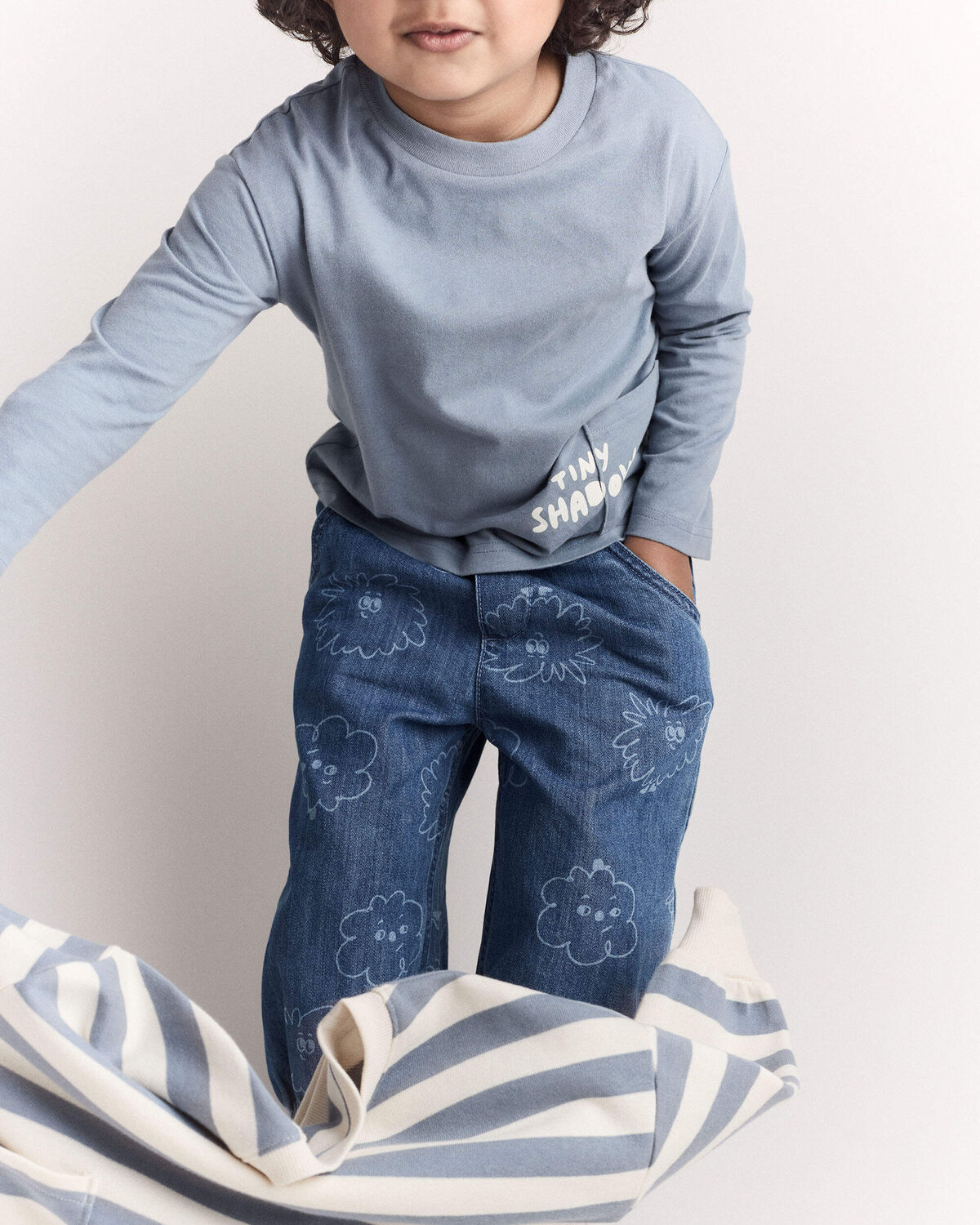 Toddler 'Tiny Shadow' Long-Sleeve Pocket Graphic Tee - Blue 11 Toddler 'Tiny Shadow' Long-Sleeve Pocket Graphic Tee - Blue