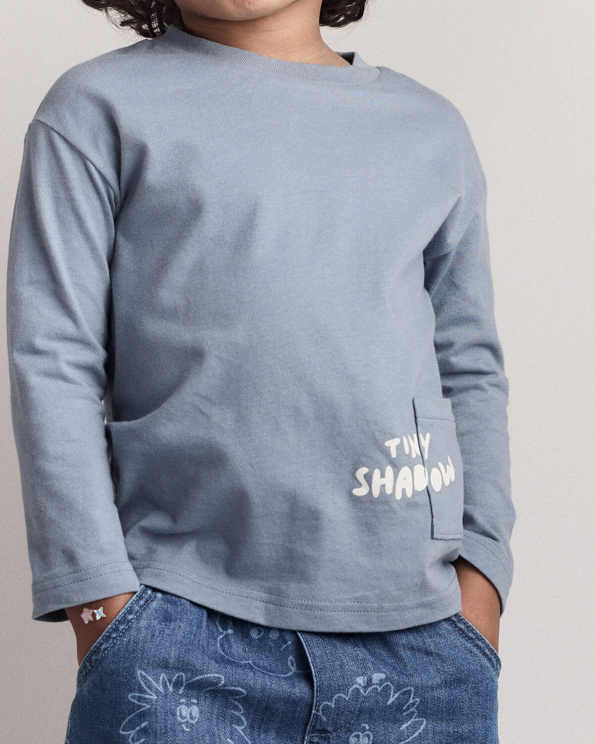 Toddler 'Tiny Shadow' Long-Sleeve Pocket Graphic Tee - Blue 12 Toddler 'Tiny Shadow' Long-Sleeve Pocket Graphic Tee - Blue