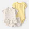 Baby Girl 3-Piece Lemon Top, Bodysuit & Short Set - Yellow/Ivory