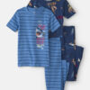 Boys Boat 100% Cotton Snug Fit 4-Piece Pajama Set - Blue