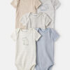 Baby Boy 5-Pack Hippo Multipack Bodysuits - Brown/Blue/White 12 Baby Boy 5-Pack Hippo Multipack Bodysuits - Brown/Blue/White
