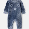 Baby Boy Dog Velour Long-Sleeve Snug Fit Jumpsuit - Blue