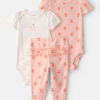 Baby Girl 3-Piece Floral Bodysuits & Pant Set - Pink