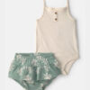 Baby Girl 2-Piece Floral Top & Skort Set - Ivory/Green