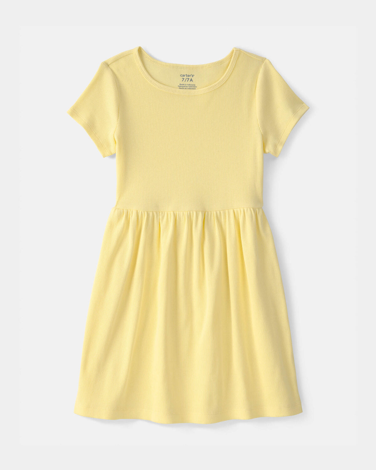 Girls Rib Short-Sleeve Dress - Yellow 1 Girls Rib Short-Sleeve Dress - Yellow
