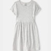 Girls Rib Short-Sleeve Dress - Grey