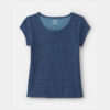 Girls Floral Ribbed Tee - Navy