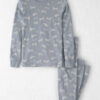 Kids 2-Piece Organic Cotton Ribbed Pajama Set in Blue Bunnies Print