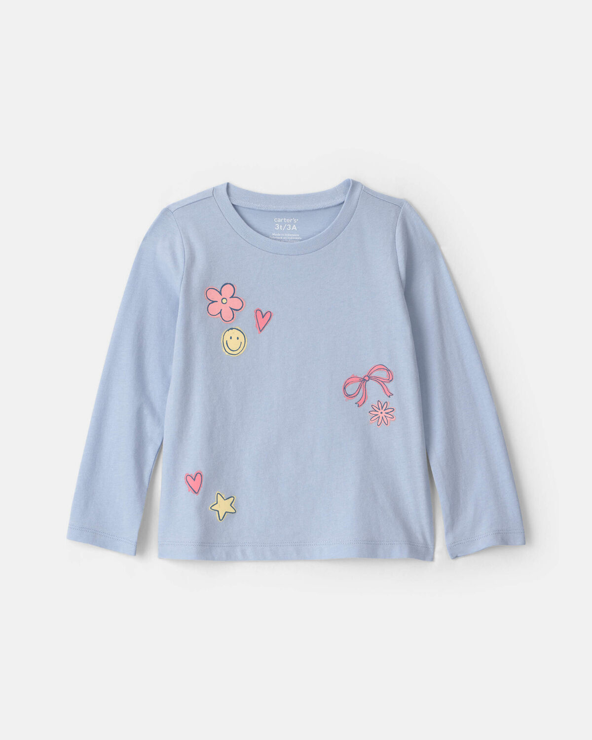 Toddler Girl Cheerful Long-Sleeve Graphic Tee - Blue 1 Toddler Girl Cheerful Long-Sleeve Graphic Tee - Blue