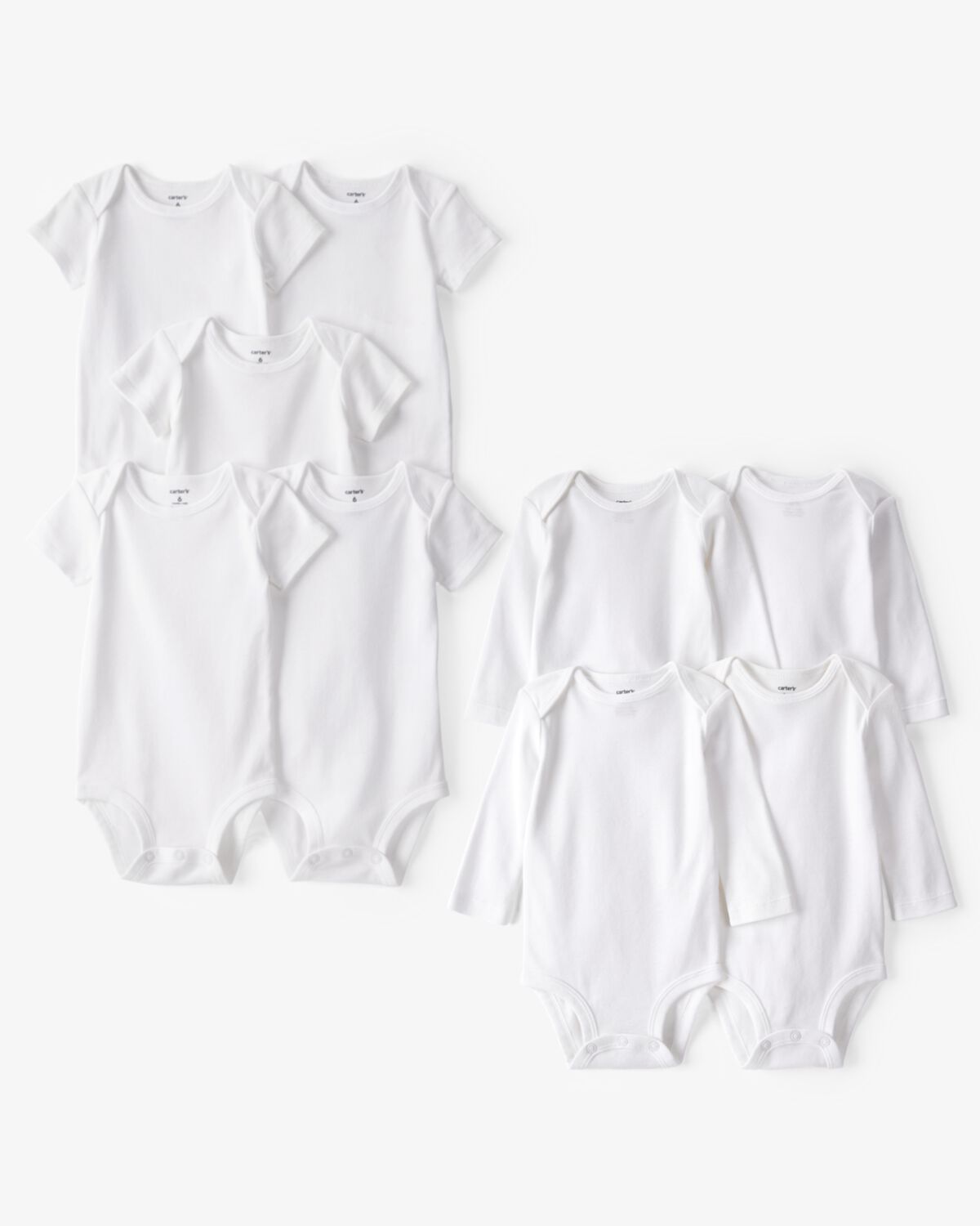 Baby 9-Pack Short Sleeve & Long Sleeve Cotton Bodysuits - White 1 Baby 9-Pack Short Sleeve & Long Sleeve Cotton Bodysuits - White