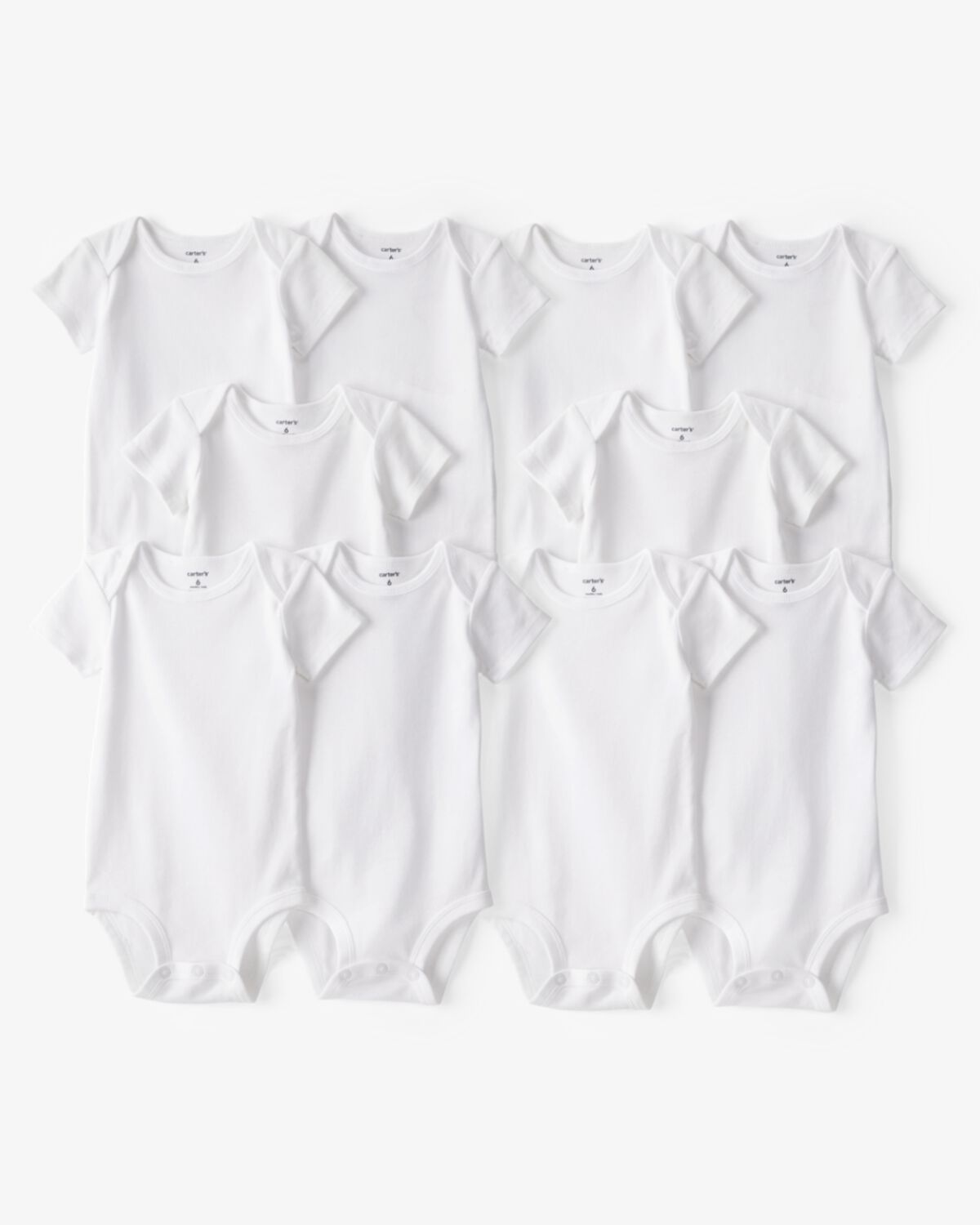 Baby 10-Pack Short Sleeve Cotton Bodysuits - White 1 Baby 10-Pack Short Sleeve Cotton Bodysuits - White