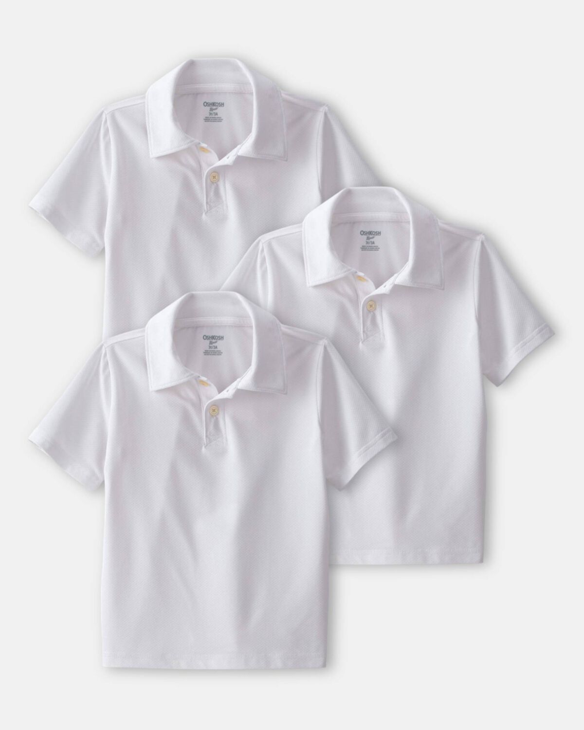 Toddler Boy 3-Pack Uniform Active Polo Shirts - White