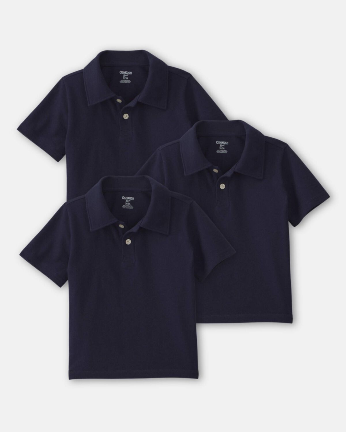 Toddler Boy 3-Pack Uniform Piqué Polo Shirts - Navy