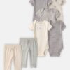 Baby 7-Piece Bodysuits & Pants Set - Grey/Ivory
