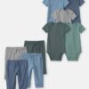 Baby Boy 9-Piece Bodysuits & Pants Set - Blue/Grey/Green