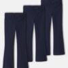 Girls 3-Pack Uniform Ponte Flare Pants - Navy