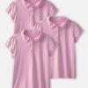 Girls 3-Pack Uniform Polo Shirts - Pink