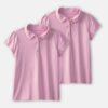 Girls 2-Pack Uniform Polo Shirts - Pink
