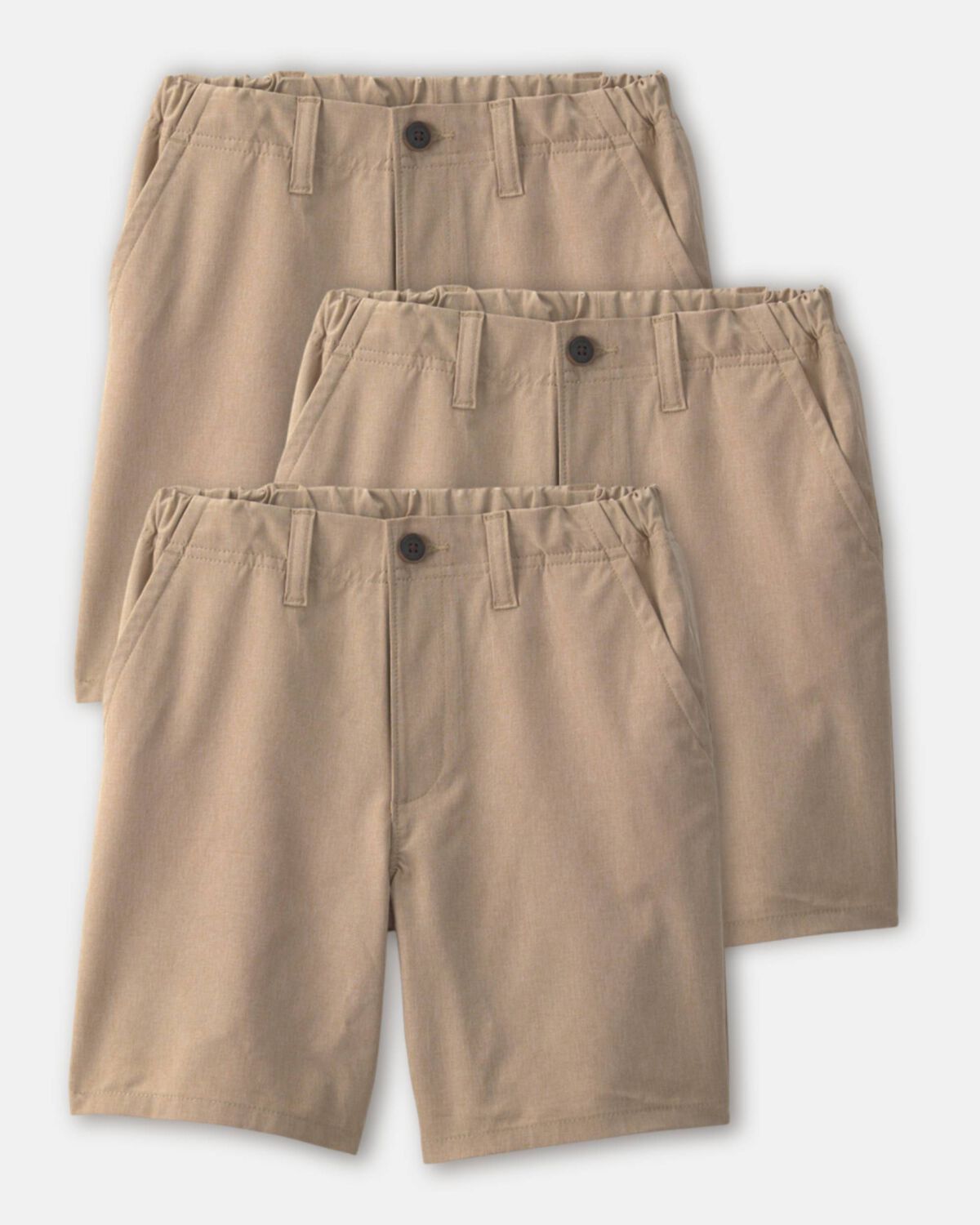 Boys 3-Pack Uniform Active Pull-On Shorts - Khaki 1 Boys 3-Pack Uniform Active Pull-On Shorts - Khaki