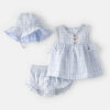 Baby Girl 3-Piece Plaid Hat, Top & Short Set - Blue