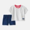 Toddler Boy 2-Piece French Terry Pocket T-Shirt & Shorts Set - Grey/Navy