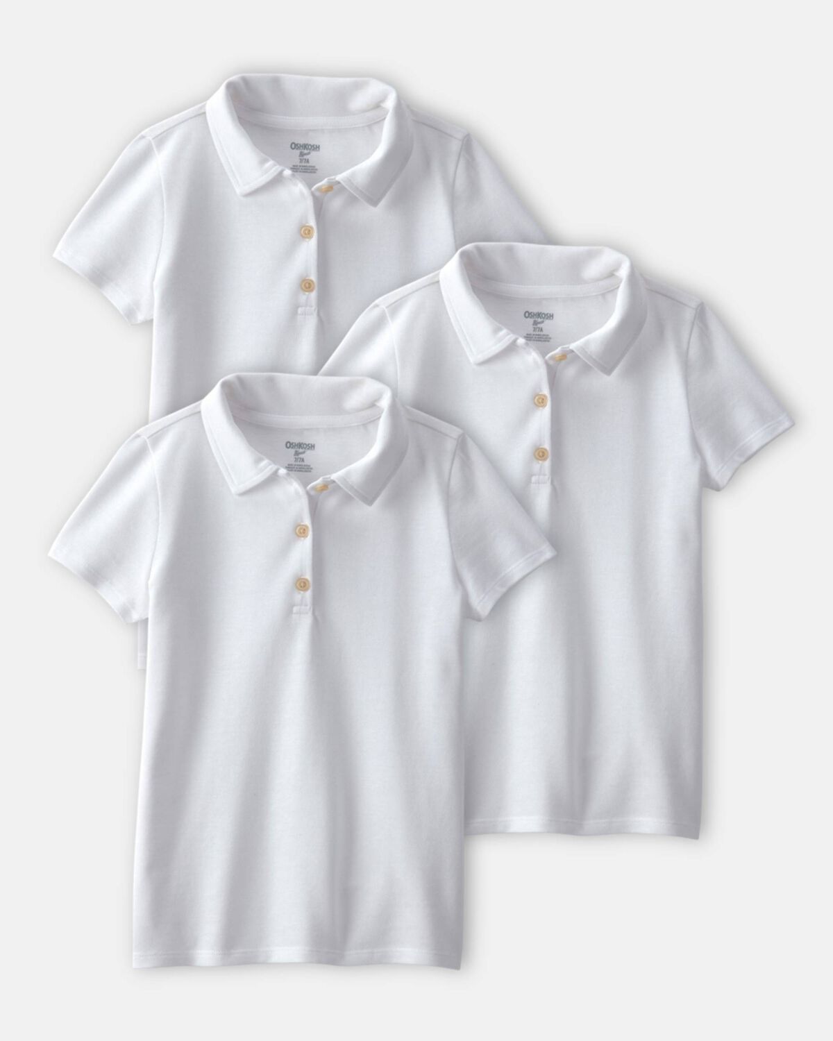 Girls 3-Pack Uniform Piqué Polo Shirts - White 1 Girls 3-Pack Uniform Piqué Polo Shirts - White